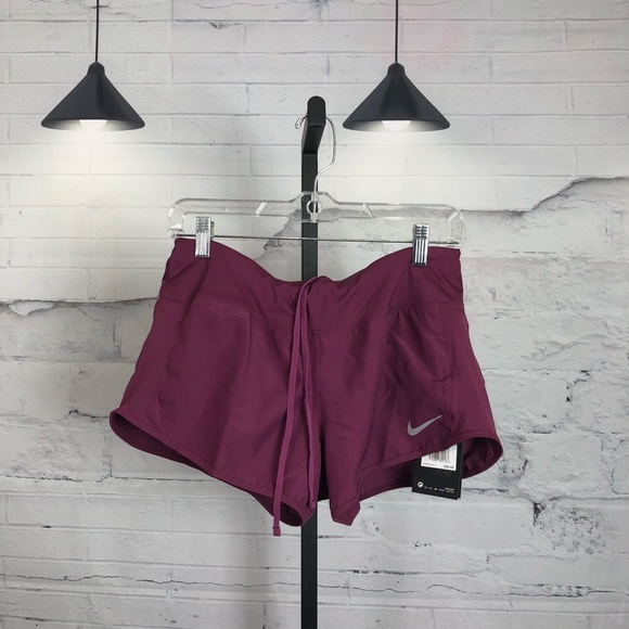 Nike Crew Running Drawstring Shorts Berry NWT 195 - Picture 2 of 8